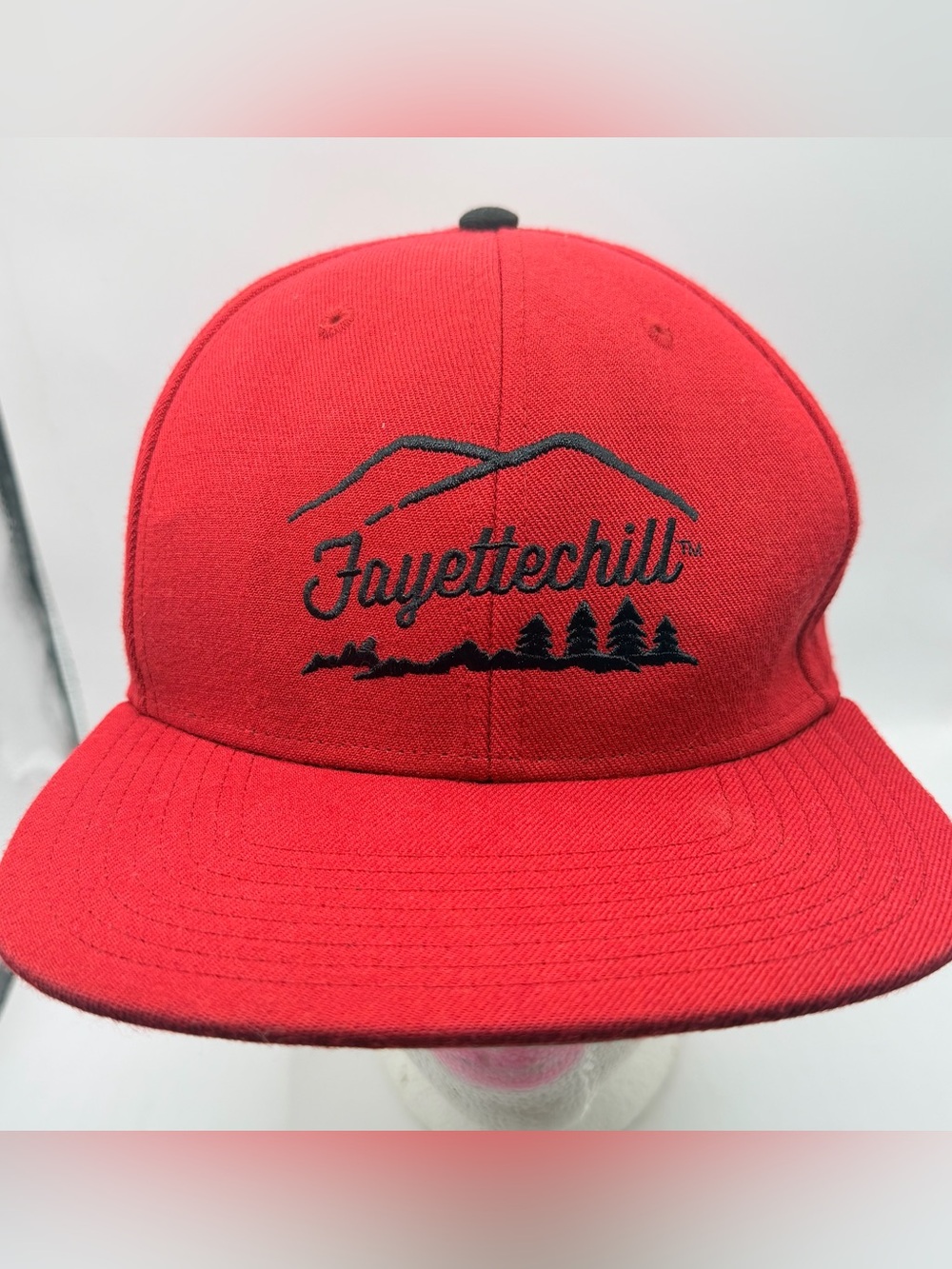 Red Embroidered Logo Snapback Hat